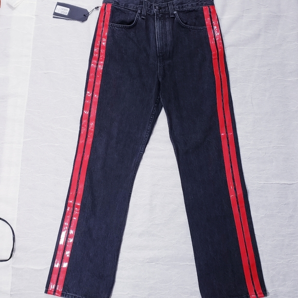 rag & bone Black Straight Leg Jeans with a chic red stripe NWT - Picture 3 of 14